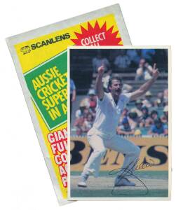 1981 Scanlens "Cricket Superstars", complete large size set [18]; together with another set in unopened packets; two empty packets & counter box.&nbsp;