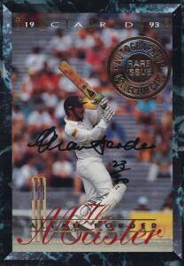1993 Futera "Allan Border - The Master Signature Card" No.23/50, with Redemption Card & Certification Card. G/VG.