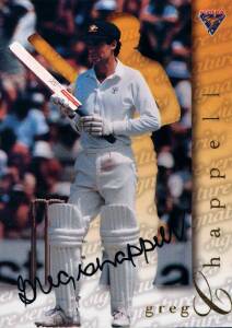 1995 Futera "Signature Redemption Cards", complete set [3] - Greg Blewett, Greg Chappell & Ian Chappell (each with Redemption card & Certificate card); plus "Shane Warne Hat Trick Card". G/VG.