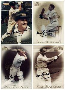 1996 Heritage/Futera "Sir Donald Bradman", complete set [4] - all signed by Don Bradman & numbered 0005/500, in album signed by Don Bradman on front cover. VG.