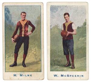 1904 Sniders & Abrahams "Australian Footballers", Series A - with blue framelines [8/24] & without framelines [24/50]. Fair/VG.