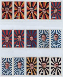 1921 J.J.Schuh (Magpie Cigarettes) "Australian Footballers" (Rays), part set [20/40]. Fair/VG.