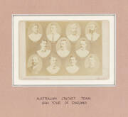 1884 AUSTRALIAN TEAM: Original cabinet card photograph (16x11cm) showing cameos of the 11 players with their names below, produced by London Stereoscopic Compy., window mounted, framed & glazed, overall 38x34cm. Very scarce and attractive.