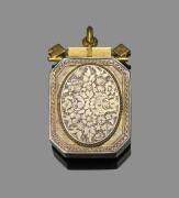 JACK WORRALL PENDANT: Gold pendant, decorated with bloodstone, engraved inside "FITZROY C.C./Presented by, R.Bright Esq, to J.Worrall. Bowling Average, Season 1890-91". [Worrall played 11 Tests 1884-99; and also played football for Fitzroy 1884-92. He was