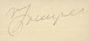 VICTOR TRUMPER, pencil signature on piece. [Victor Trumper played 48 Tests 1899-1912. Australian Test Player No.79].