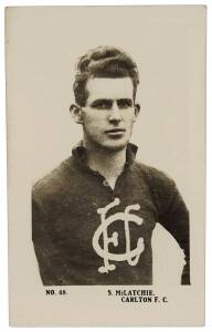 1923 J.J.Schuh (Magpie Cigarettes) "Portraits of our Leading Footballers", part set [66/106], includes 2/8 of the unnumbered cards - Mel Morris & L.Wigcraft. Fair/VG.