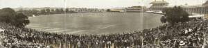 1903-04 AUSTRALIA v ENGLAND, panoramic postcard by H&B - "Melbourne Cricket Ground, Australia v England"; also c1950s postcards published by Marylebone Cricket Club (2). Fair/VG condition.