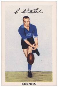 1951 Kornies "Footballers in Action" (Bar), complete set [64], plus 2 error cards - No.41 with back printed for No.37; No.45 with back printed for No.64. Mainly G/VG.