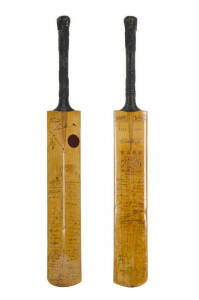 DON BRADMAN MATCH-USED BAT:Full size "Sykes - Don Bradman - World's Record" Cricket Bat, inscribed "Don Brdaman. Private" in the ownership position, and with presentation inscription "To George Miles, in appreciation & with best wishes, from Don".Used by 