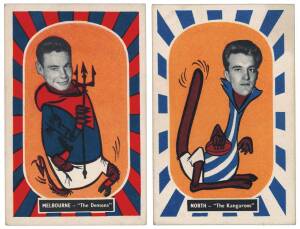 1957 Kornies "Footballer - Mascot Swap Cards", complete set [36]. Mainly G/VG.