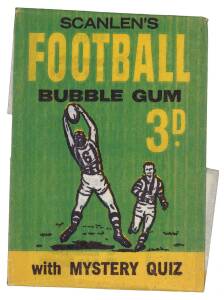 1965 Scanlens wrapper, "Scanlen's Football Bubble Gum, 3D., with Mystery Quiz". G/VG.
