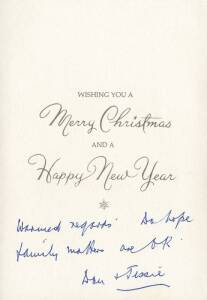 DON BRADMAN, Christmas Card to Norm Bevan, signed "Don & Jessie" (in the Don's hand).