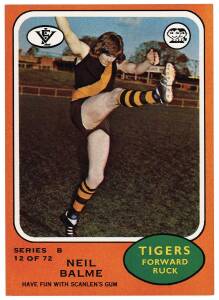 1973 Scanlens "Footballers", Series B complete set [72]. G/VG.