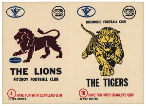 1974 Scanlens "Club Crest Stickers" [12] (6 pairs). G/VG.