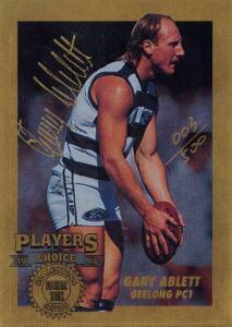 1994 Dynamic AFL Players Choice "Signature Cards", complete set [5] - Gary Ablett, Wayne Carey, Greg Williams, Gavin Wanganeen & Tony Modra. All numbered 003/500. With CoAs. G/VG.