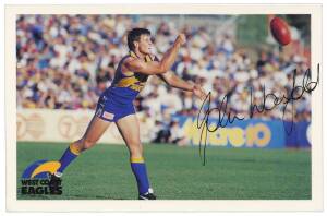 1994-98 range in two albums, noted 1994 Aust Post "WA Post Cards" [10/12]; 1996 Aust Post "AFL Centenary Post Cards" [16] & stamp booklets [16] + 7 spares (some missing stamps); 1997 Tatts Pokies "Super Shots" [16]; 1998 Tattslotto "3D magic Vision Super 