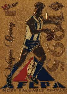 1995 Select "Wayne Carey MVP 24 Carat Gold Card" No182/400. G/VG.
