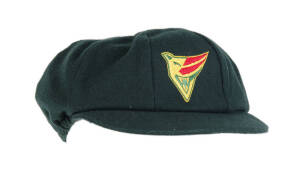 TASMANIA CRICKET CAP, green wool with embroidered Tasmanian Devil&nbsp;logo, player unknown. G/VG condition