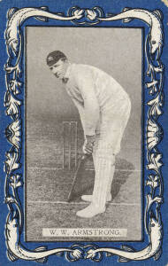 1909 Wills (Australia) "Australian & English Cricketers", Blue borders [18/25 + 6 spares] & Red borders [16/25 + 1 spare]. Fair/VG.