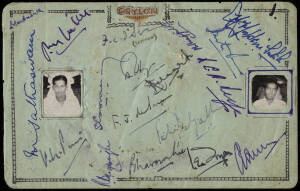 CEYLON/SRI LANKA: Album "Touring Teams To & From Sri Lanka", containing c 1950 Ceylon team autograph page; 1952 Commonwealth XI (v MCC at Colombo - includes Keith Miller, Neil Harvey, Graham Hole, Vinoo Mankad & F.J.de Saram; collection of 1975-1999 Sri L