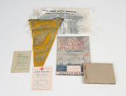 ROYAL HOBART REGATTA, small collection with 1938 Pennant; 1946 programme; 1955 silk programme; also programmes for 1914 Huonville Regatta & 1915 Derwent Regatta; small photo album with photographs (15) & negatives (17).