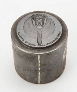 Original steel die for beautifully engraved medallion, "Sportswomen's Association of Australia", 48mm diameter. Ex Stokes & Sons archive.