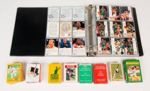 SPORTS CARDS, noted cricket cards including 1979 Ardmona Series II [56]; "Kanga Cricket" [63]; 1986 Scanlens (90); 1990 Stimorol [83/84]; set of horse-racing playing cards; basketball cards in album & loose. Also 1908 Wills "Views of the World - Stereosco