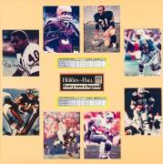 NFL: Signed displays, noted "Star QBs" display with 8 signed photos including Joe Montana, Troy Aikman & Steve Young; "The Great Defensive Backs" display with 4 signed photos including Willie Wood, Mel Blount, Deion Sanders & Rod Woodson; plus 2 other dis - 4