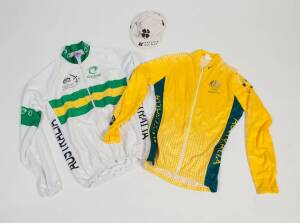 CYCLING GROUP, noted Française des Jeux cap signed by Bradley McGee; 2000 Sydney Olympics long sleeve full zip cycling jersey; Cycling Australia winter quality long sleeve full front zip jersey.