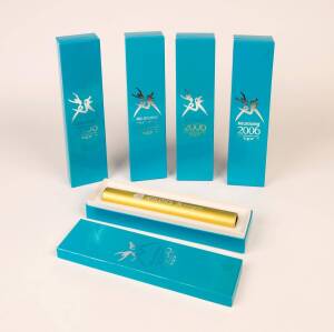 2006 COMMONWEALTH GAMES IN MELBOURNE, Athletics batons (5) in original boxes. [Proceeds to Kids Under Cover].
