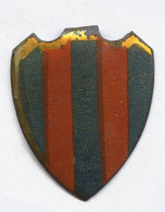 c1910 Wills buttonhole badge, shield-shaped with Melbourne colours; also a buttonhole badge depicting Grand Duke Nicholas.