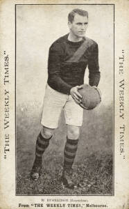 c1910 The Weekly Times postcard "Victorian Footballers" [1/84 known] - W.Busbridge (Essendon). Fair/G. Rarity 9.