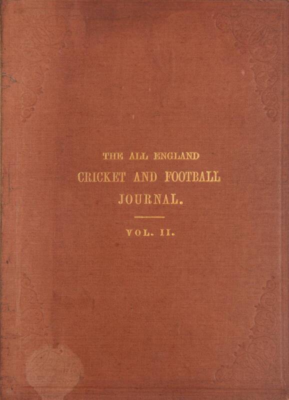 "The All England Cricket and Football Journal" Volume Two [London, 1879], containing Issues 13 (April 1878) - Issue 24 (April 1879), with 13 original photographs including Derbyshire, Sheffield Wednesday FC, 1878 Australian team, George Ulyett. Few tone s