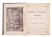 "The All England Cricket and Football Journal" Volume Two [London, 1879], containing Issues 13 (April 1878) - Issue 24 (April 1879), with 13 original photographs including Derbyshire, Sheffield Wednesday FC, 1878 Australian team, George Ulyett. Few tone s - 3