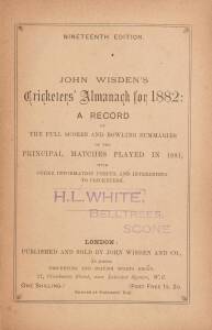 "Wisden Cricketers' Almanack for 1882", original paper wrappers. Good condition.