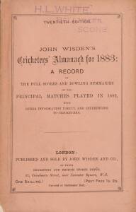 "Wisden Cricketers' Almanack for 1883", original paper wrappers. Fair/Good condition.