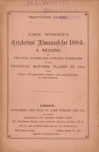 "Wisden Cricketers' Almanack for 1884", original paper wrappers. Fair/Good condition.