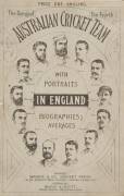 "The Doings of The Fourth Australian Cricket Team in England, with Portraits, Biographies, Averages" [London, 1884], rebound preserving original wrappers, and with Cabinet Card "The Australian Cricketers" tipped in. Fair/Good condition.