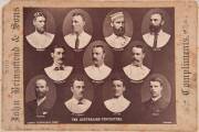 "The Doings of The Fourth Australian Cricket Team in England, with Portraits, Biographies, Averages" [London, 1884], rebound preserving original wrappers, and with Cabinet Card "The Australian Cricketers" tipped in. Fair/Good condition. - 2