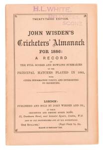 "Wisden Cricketers' Almanack for 1886", original paper wrappers. Good condition.