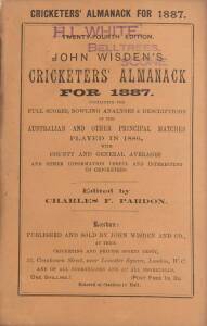 "Wisden Cricketers' Almanack for 1887", original paper wrappers. Fair/Good condition.