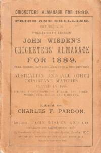 "Wisden Cricketers' Almanack for 1889", original paper wrappers. Fair/Good condition.