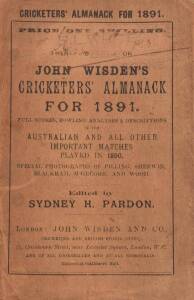 "Wisden Cricketers' Almanack for 1891", original paper wrappers. Fair/Good condition.