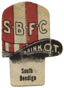 c1930 O.T.Beverage "Men's Hats" - South Bendigo. Fair condition (left brim of hat missing). Extremely rare - this card is illustrated on the "Australian Rules Football Cards" website.