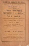 "Wisden Cricketers' Almanack for 1894", original paper wrappers. Fair/Good condition.