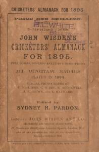 "Wisden Cricketers' Almanack for 1895", original paper wrappers. Fair/Good condition.