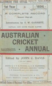 "Australian Cricket Annual - A Complete Record of Australian Cricket...", edited by John C.Davis, complete set of 3 volumes [Sydney, 1896-98], rebound in maroon cloth, preserving original wrappers. Fair/Good condition.