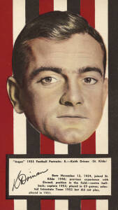 1953 Argus "1953 Football Portraits", large size (11x19cm), almost complete set of St.Kilda players [5/72]. Fair/VG.