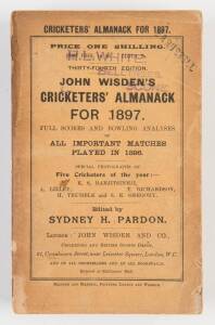 "Wisden Cricketers' Almanack for 1897", original paper wrappers. Fair/Good condition (spine loose).