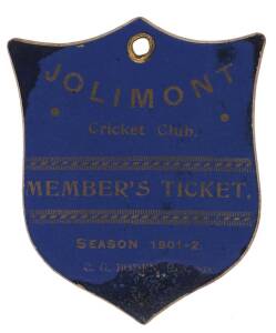 JOLIMONT CRICKET CLUB: Member's Season Ticket for 1901-2. Fair/G condition.